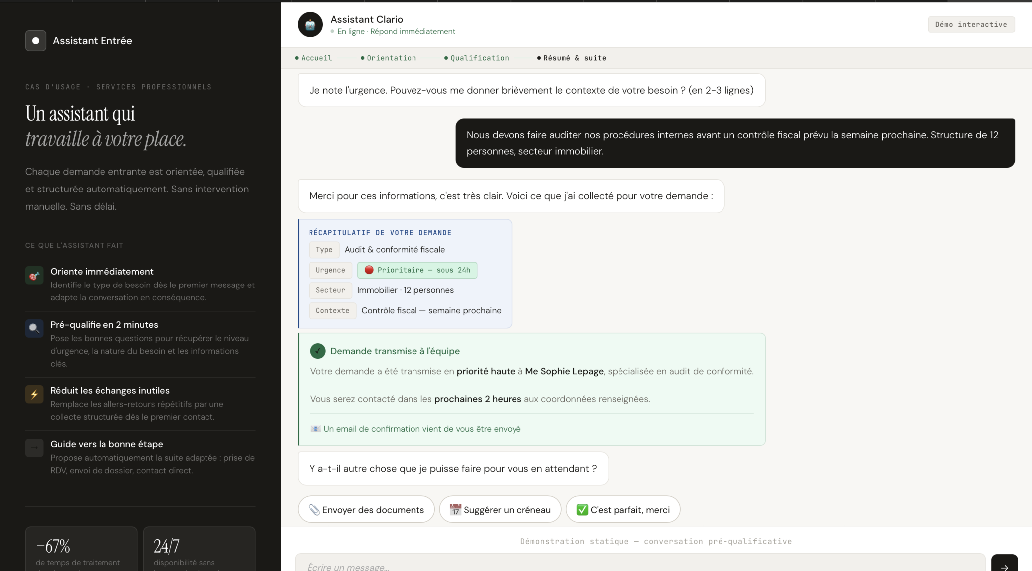 Interface d'assistant conversationnel pour la pré-qualification